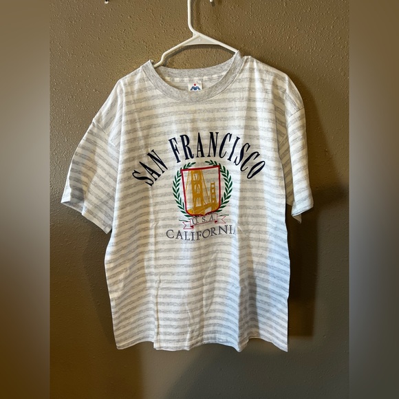 Vintage 90s San Francisco California Miller Striped Shirt Made In The US - Picture 1 of 3